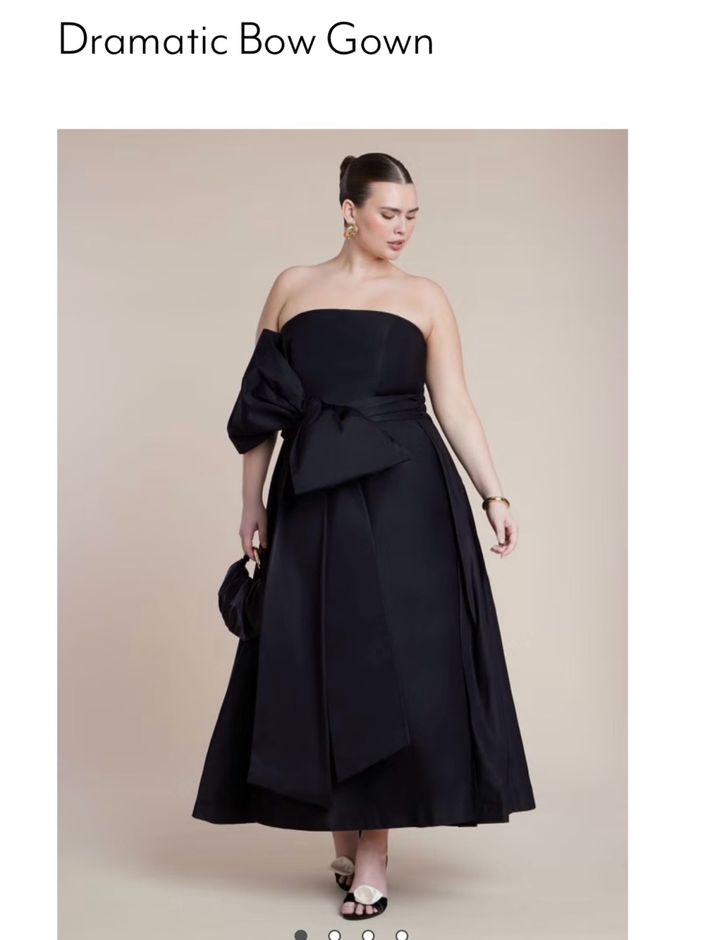 Eloquii Black Strapless Bow A-Line Gown
